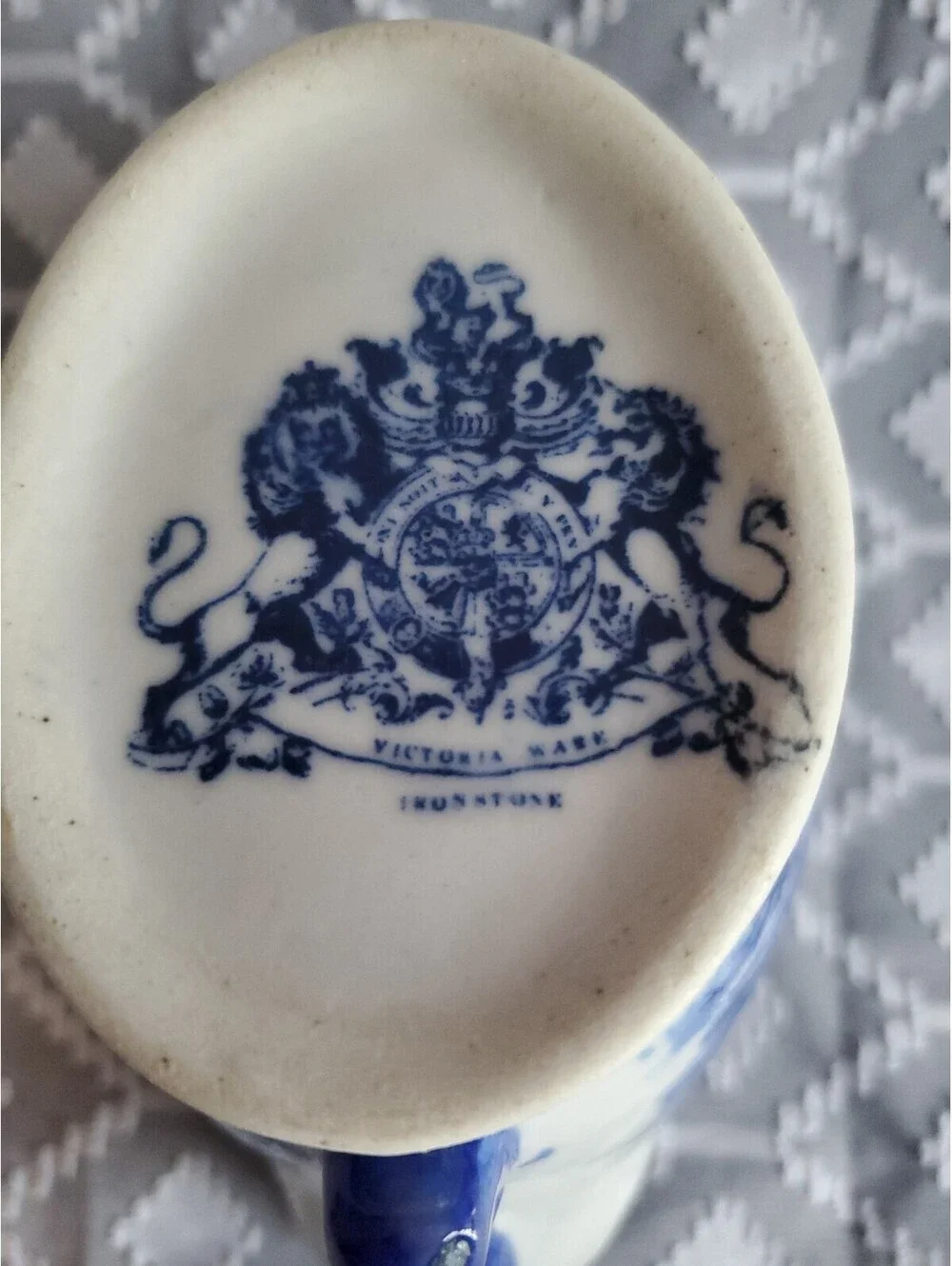 Antique Blue Flo Authentic Victoria Ironstone SHAVING CUP Excellent Condition